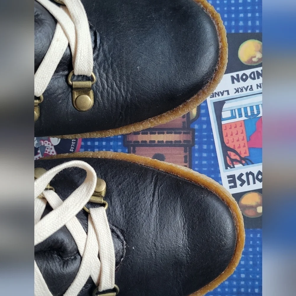 New 41 F-troupe Crepe Sole, Hiking, Black Fur Sheep Boots.